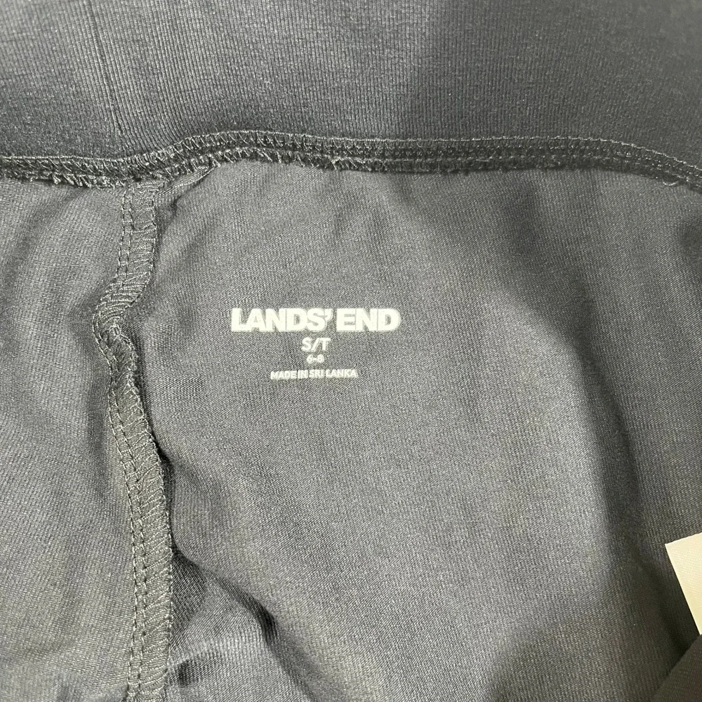 Lands' End Starfish Leggings Women S/T 6-8 Black Cotton Blend Mid Rise